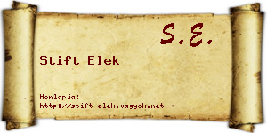 Stift Elek névjegykártya